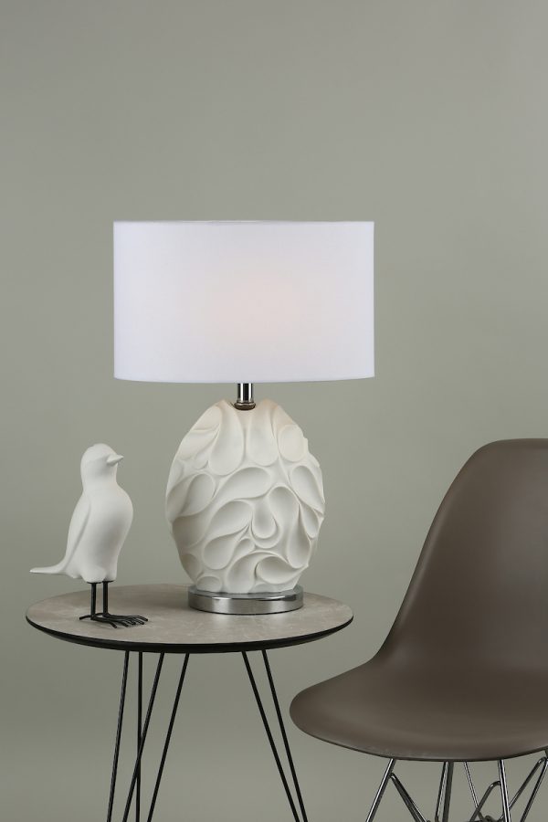 Zachary Oval Table Lamp White With Shade - Image 7