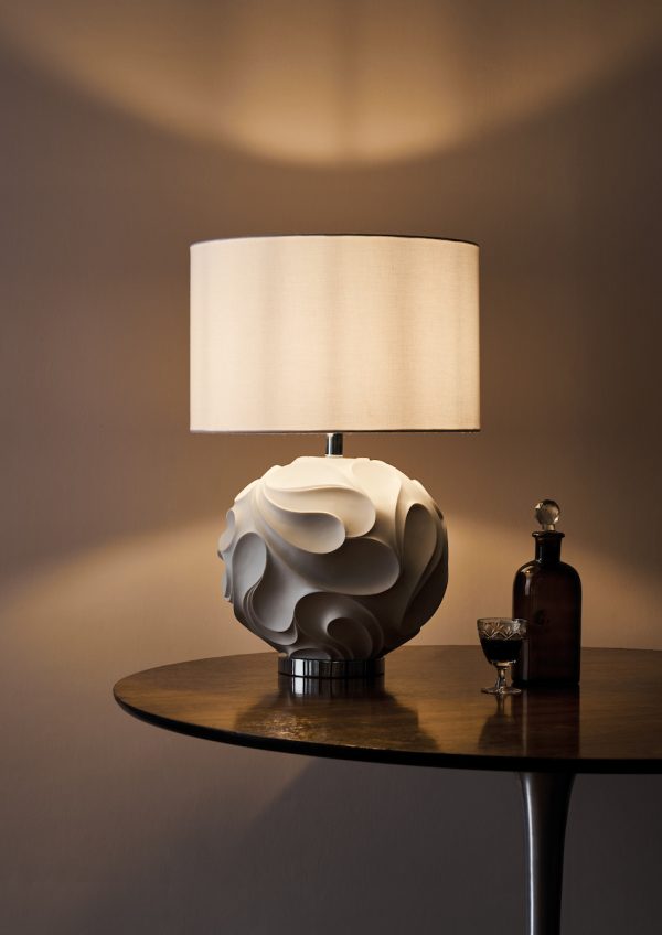 Zachary Round Table Lamp White With Shade - Image 3