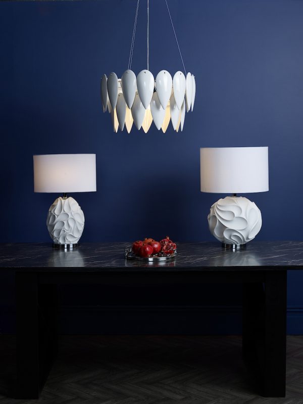 Zachary Round Table Lamp White With Shade - Image 4