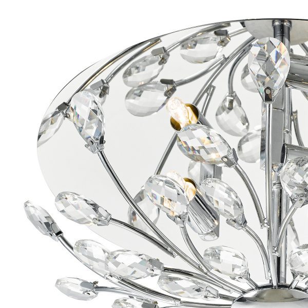 Zafir 3 Light Flush Polished Chrome Crystal - Image 2