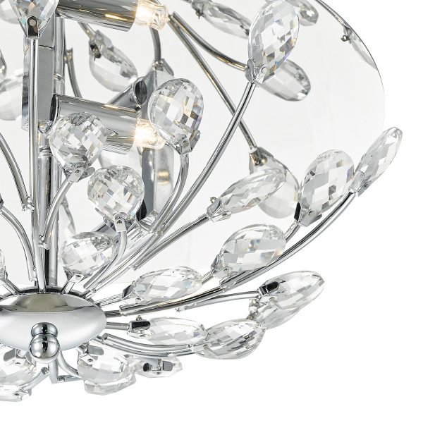Zafir 3 Light Flush Polished Chrome Crystal - Image 3