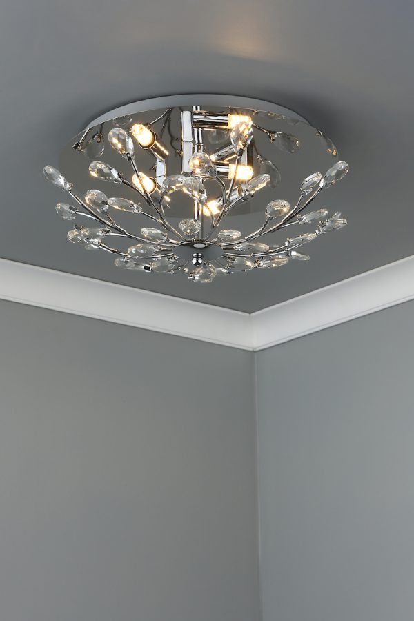 Zafir 3 Light Flush Polished Chrome Crystal - Image 4