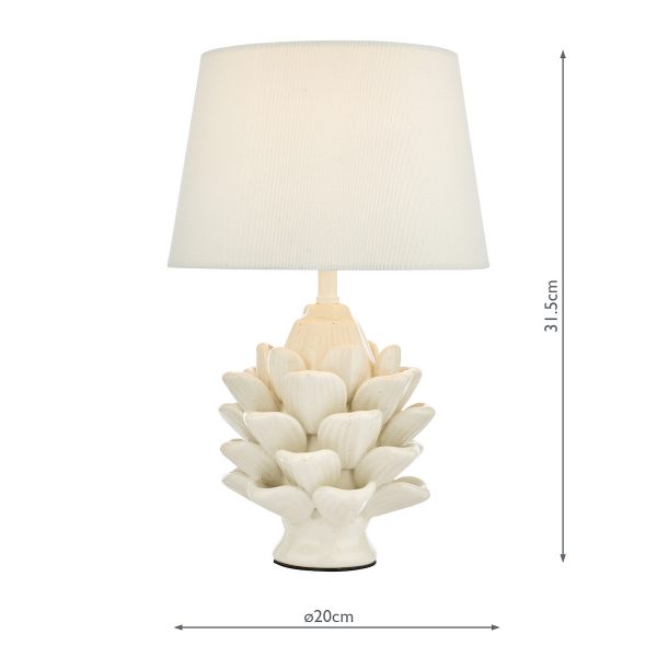 Zala Table Lamp Cream Ceramic With Shade - Image 7