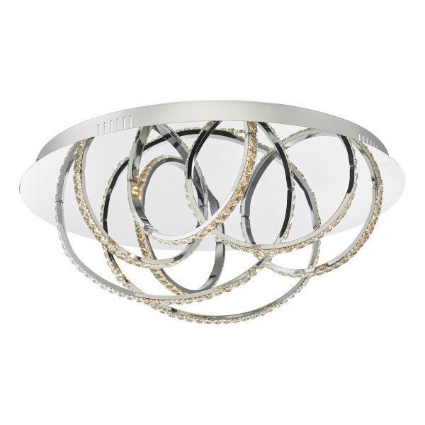 Zancara Large 7 Light Flush Polished Chrome Crystal LED