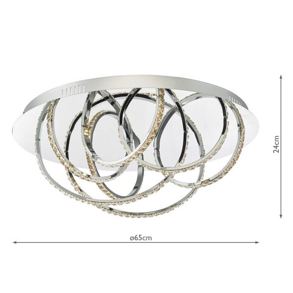 Zancara Large 7 Light Flush Polished Chrome Crystal LED - Image 6