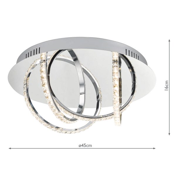Zancara Small 4 Light Flush Polished Chrome and Crystal LED - Image 3
