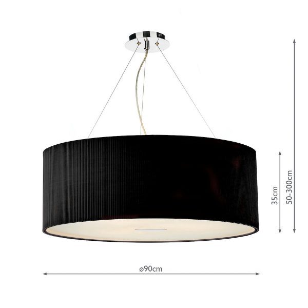 Zaragoza 6 Light Pendant Black 90cm - Image 3