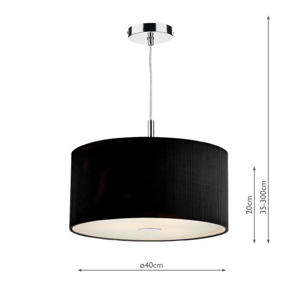 Zaragoza 3 Light Pendant Black 40cm - Image 3