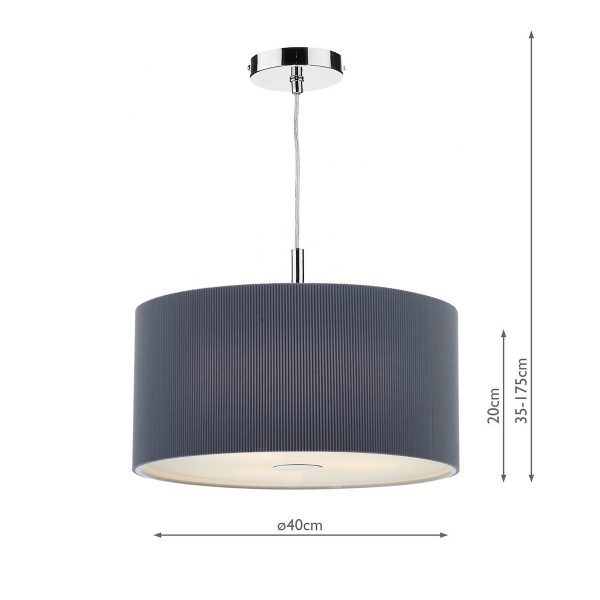 Zaragoza 3 Light Pendant Grey 40cm - Image 3