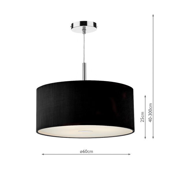 Zaragoza 3 Light Pendant Black 60cm - Image 3