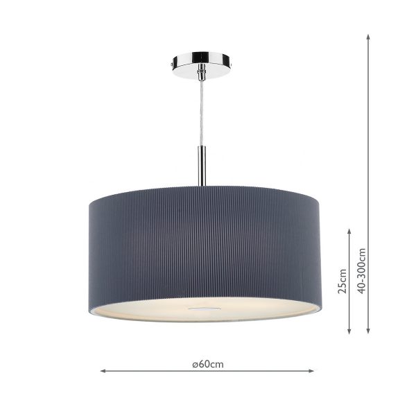 Zaragoza 3 Light Pendant Grey 60cm - Image 3